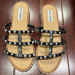 Steve madden black/ nude studded sandals. Size 8. Worn once. Perfect condition